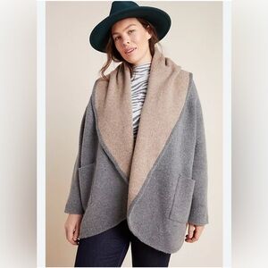 Anthropologie Two-Tone Gray and Tan Poncho